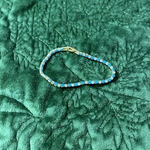 Pretty bird blue and clear cz stone tennis bracelet